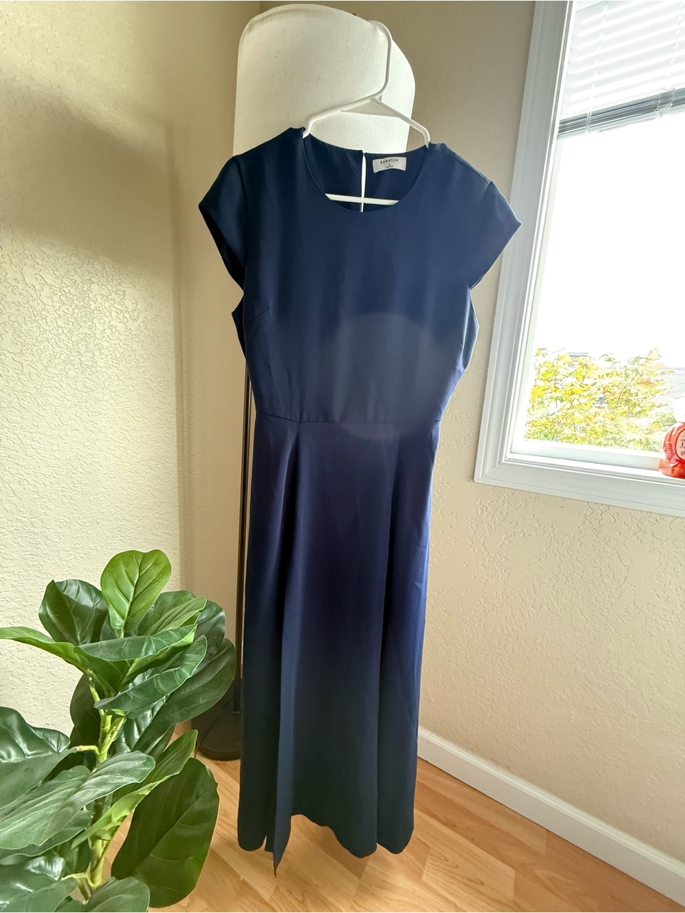 Babaton Navy cap sleeve midi/maxi dress